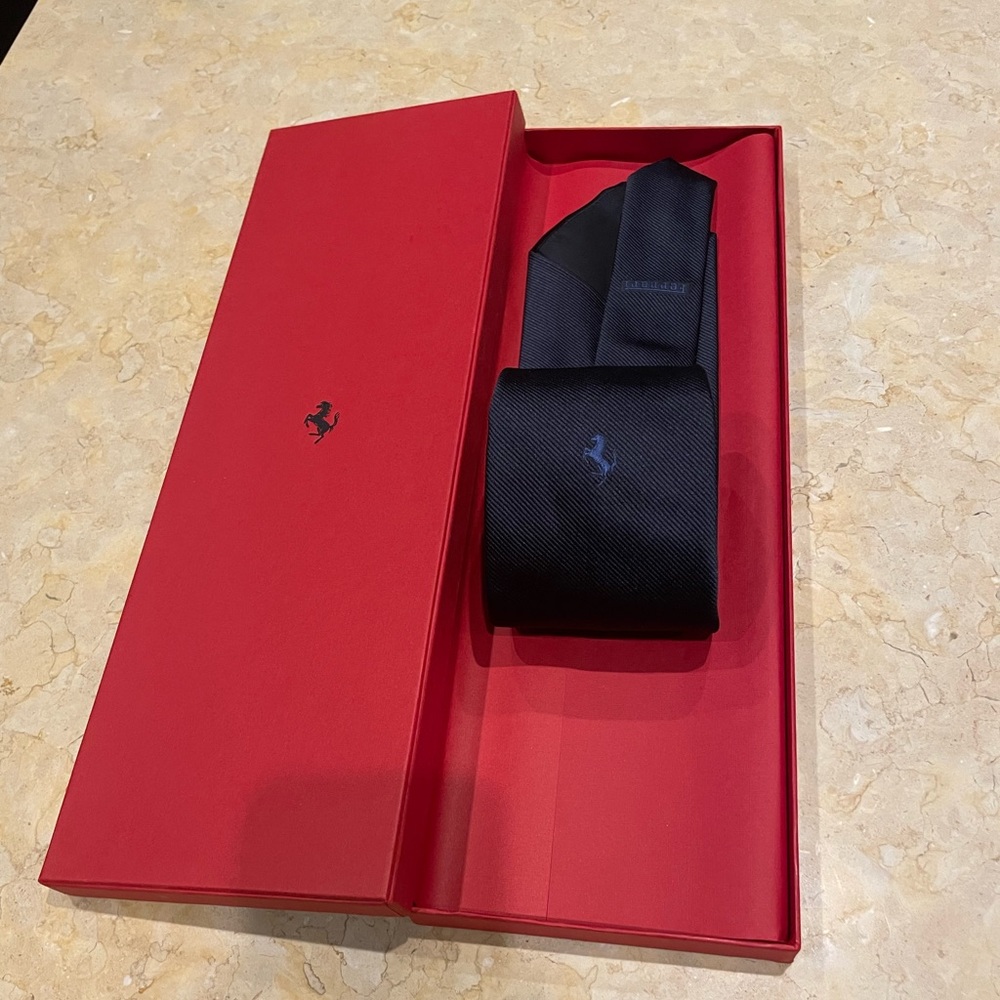 NWT - Limited Edition Ferrari Official Tie Navy Blue | Made in Italy